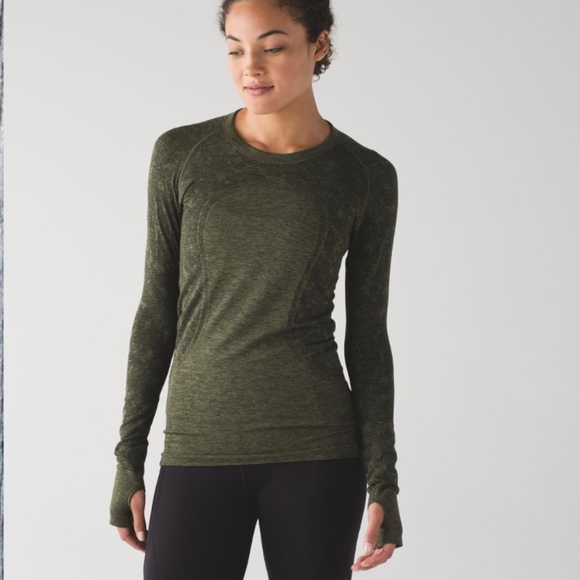 Lululemon Swiftly Long Sleeve Crew - Brave Olive / Black - Size 4 - NWOT - Picture 5 of 6